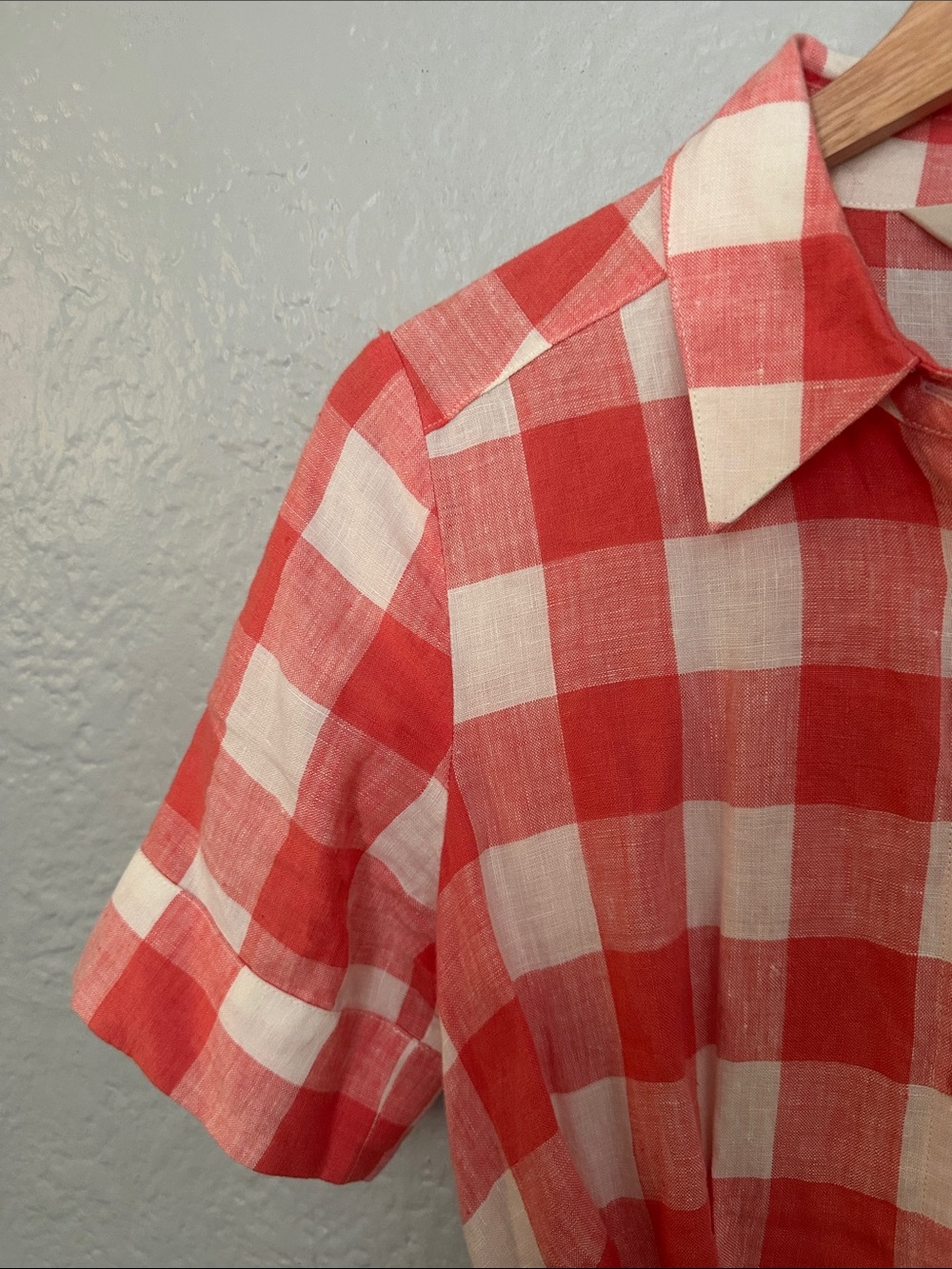 Boden Gingham Rose Red Louise 100% Linen Midi Shirt Dress - Picture 7 of 11